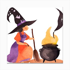 Watercolor Witch Canvas Print