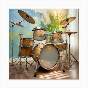 Drum Set In A Room Canvas Print