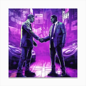 Two Men Shaking Hands Canvas Print