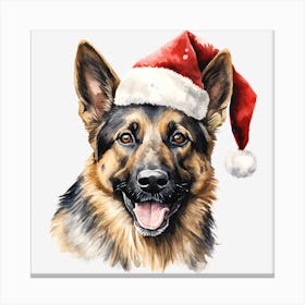 German Shepherd Santa Hat 3 Canvas Print
