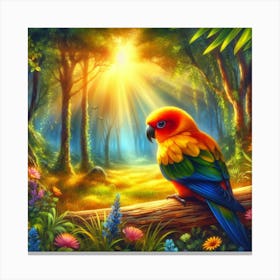 Sun Conure in Beautiful Forest Canvas Print