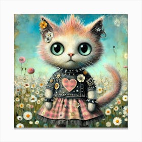 Cute punk cat 4 Canvas Print