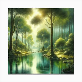 River In The Forest Canvas Print