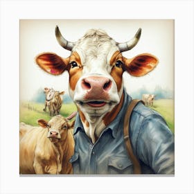 Cow And Calf 2 Canvas Print