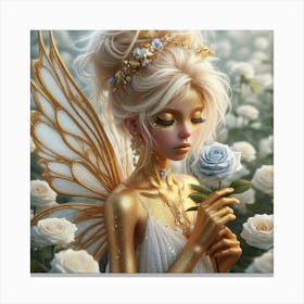 Fairy In A Field Of Roses Canvas Print