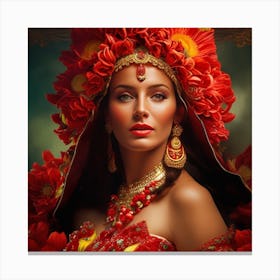 Beautiful Woman In Traditional Costume Canvas Print