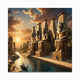 Egyptian Temples At Sunset Canvas Print