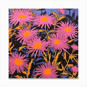 Asters 4 Pop Art Illustration Square Canvas Print