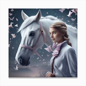 Girl With A Horse 4 Canvas Print
