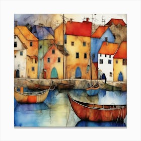 Boats In The Harbor Canvas Print