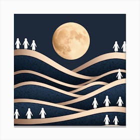 People At The Moon Canvas Print