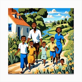Family In The Country Canvas Print