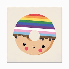 Rainbow Donut Square Canvas Print