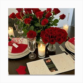 Valentine'S Day Table Setting 8 Canvas Print