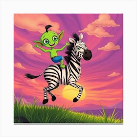 Elves On A Zebra Canvas Print