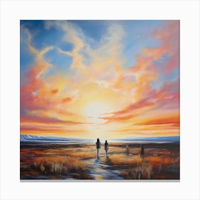 A Landscape Of Boundless Skies Unfurls Painted In A Symphony Of Soft Pastels Figures Of The Dreamtime Canvas Print