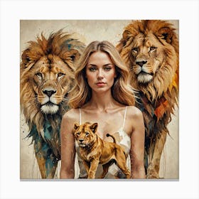 Abstract Art Of Woman Made With Dog And Lion 1219450459 Canvas Print