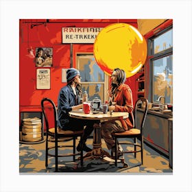 Two People At A Table Canvas Print