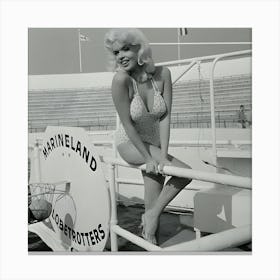 Actress Jayne Mansfield Poses At Marineland In Los Angeles,California Canvas Print