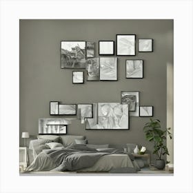 Bedroom With Framed Pictures 3 Canvas Print