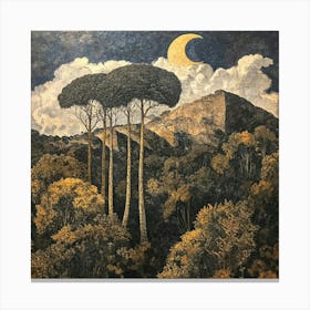 Moonlight Over The Mountains Art Canvas Print