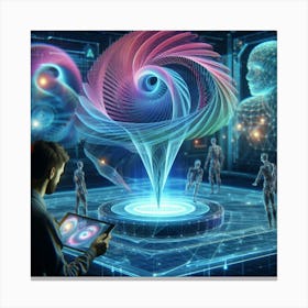 Futuristic Man With A Tablet Canvas Print