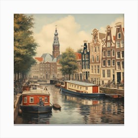 Quiet Amsterdam Canal Waters Canvas Print