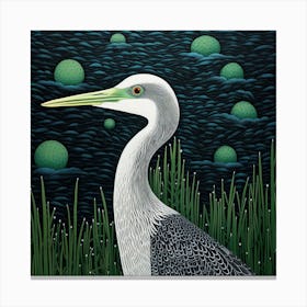 Ohara Koson Inspired Bird Painting Great Blue Heron 6 Square Canvas Print