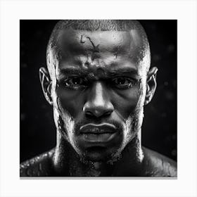 Black And White Portrait Of Boxer Canvas Print