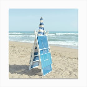 SQUARE Beach Umbrella "Marinella Di Selinunte" Sicily Italy Travel Photography Canvas Print