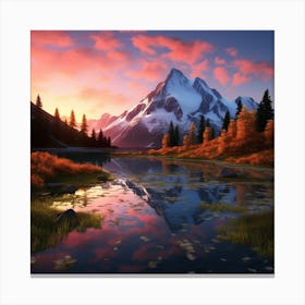 Mountain Landscape At Sunset Canvas Print