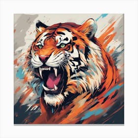 An Abstract Representation Of A Roaring Tiger, Formed With Bold Brush Strokes And Vibrant Colors 1 Canvas Print