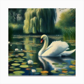 Swan In Water 1 Canvas Print