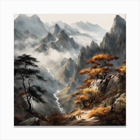 Chinese Mountains Landscape Painting (56) Canvas Print