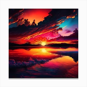 Sunset Over Water 2 Canvas Print