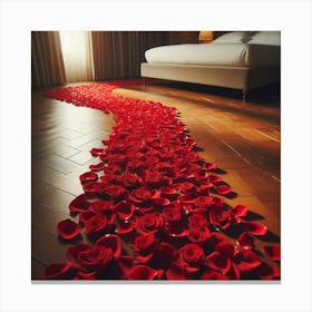 Red Rose Petals On The Floor 1 Canvas Print
