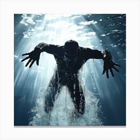 Silhouette Of A Swimmer Canvas Print