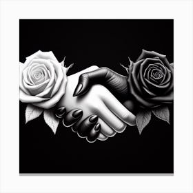 Black And White Roses Canvas Print