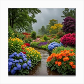 Colorful Flowers In A Garden Canvas Print