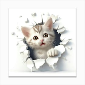 Kitten Peeking Through A Hole 1 Canvas Print