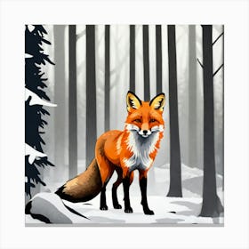 Fox In The Woods 8 Canvas Print