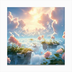 Whimsical Dreamscape Delicate Leaves And Diminutive Hamlets Suspended By A Gentle Zephyr Pastel Hue Canvas Print