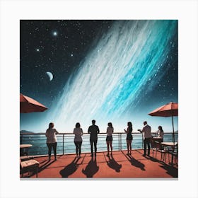 Group Of People Standing On A Balcony Canvas Print