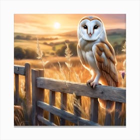 Resting Barn Owl in Early Autumn Canvas Print