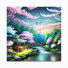 Cherry Blossoms In The Park 1 Canvas Print