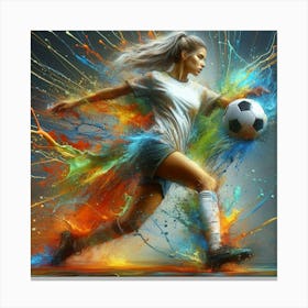 Soccer Player Kicking A Ball 4 Canvas Print