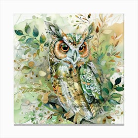 Owl On A Branch 6 Canvas Print