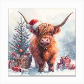 Christmas Highland Cow 1 Canvas Print