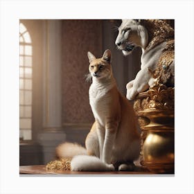 Cat And Lion Canvas Print