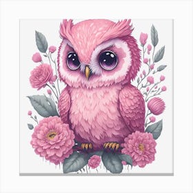 Cute Pink Owl (2) Canvas Print